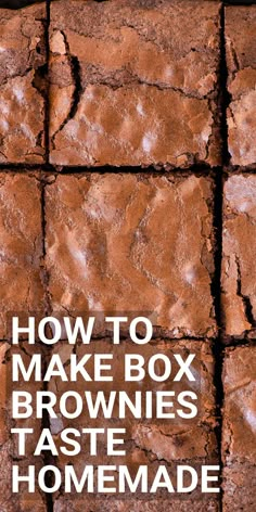 brownies cut into squares with text overlay Boxed Brownie Hacks, Brownie Mix Hacks, Make Box Brownies Better, Box Brownies Better, Box Mix Brownies, Boxed Brownies Better, Best Brownie Mix, Brownie Hacks, Boxed Brownie Recipes