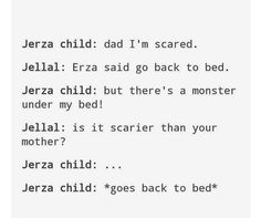 a text message written in black and white with the words jerra child dad i'm scared