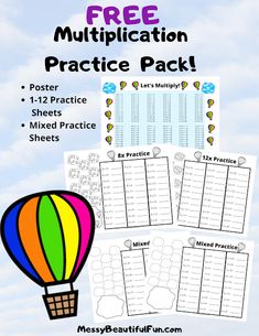 free printable worksheet for kids to practice their math skills with the hot air balloon