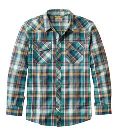 The outdoor-ready performance flannel shirt. A touch of tech takes our quick-drying, water-repellent polyester/wool flannel to new heights. Slightly Fitted: Relaxed through the chest and sleeve, with a slightly slimmer waist. Brushed 94% polyester/6% wool blend flannel feels soft and provides optimal abrasion-resistance. High-performance hollow-core polyester yarns are blended with wool flannel to dry more quickly. Machine wash and dry. Locker loop. Snap front and smooth interior for easy on/off Green Shirt For Fall Outdoor Activities, Green Shirt For Outdoor Fall Activities, Green Shirt For Fall Outdoor Events, Green Fall Outdoor Shirt, Slimmer Waist, Mens Flannel Shirt, Active Outfits, Wool Flannel, Polyester Yarn