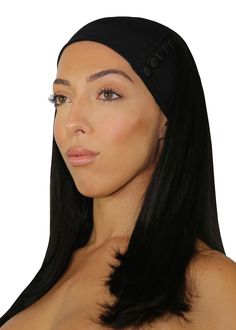 The Penelope headband in Black is designed for the modern woman who appreciates versatility. Whether paired with a vintage-inspired look, or a modern outfit, this headband offers a polished finishing touch that elevates your look. Details Headband Satin buttons Thick design Adjustable Black Headpiece, Chic Adjustable Headband, Chic Adjustable Headband Headpieces, Adjustable Black Headband, Chic Black Headband Hair Accessories, Chic Black Headband, Adjustable Black Headband For Evening, Trendy Black Headband One Size Fits Most, Black Adjustable Headband For Evening