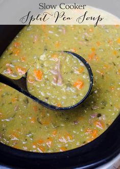 slow cooker split pea soup with carrots and celery