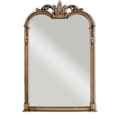 an ornate gold framed mirror on a white wall