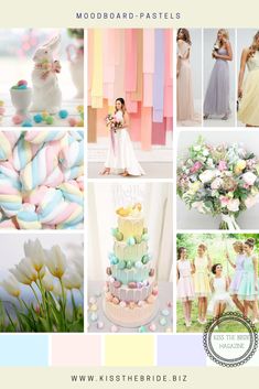 the mood board is full of pastel colors and patterns, including tulips