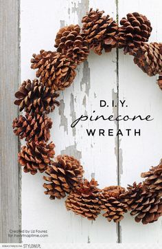 pinecone wreath with instructions on how to make it