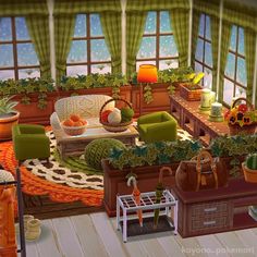 a living room filled with lots of furniture and plants in it's windowsill