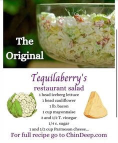 the original tequitaberry's restaurant salad recipe is shown in this ad