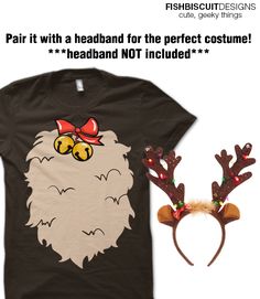 a t - shirt with reindeer antlers on it and a headband for the perfect costume