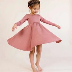 This Dress Is Perfect For Little Girls! Not Only Is It Pink & Adorable With Lots Of Fabric To Twirl In!! It’s Also Soft! Made From Haner Cotton, It’s Soft And Stretchy! The Long Sleeves Make This The Perfect Dress For Fall And Can Easily Be Worn With Leggings For A Complete Winter Outfit. Absolutely In Love With This Dress! Toddler Long Sleeve Dress, Long Sleeve Dress Outfit, Dress For Fall, Crochet Toddler, Ballet Dress, Twirl Dress, Perfect Pink, Girly Fashion, Winter Outfit