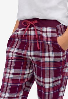 Soft yarn-dyed plaid flannel pants in a relaxed fit. Ribbed elastic waistband with twill tape drawstring. Side pockets.  Ribbed elastic waistbandRibbed Womens Flannel Pajamas, Flannel Pajama Pants, Flannel Pants, Cozy Pajamas, Flannel Women, Sleep Pants, Flannel Pajamas, Grey Plaid, Red Tartan