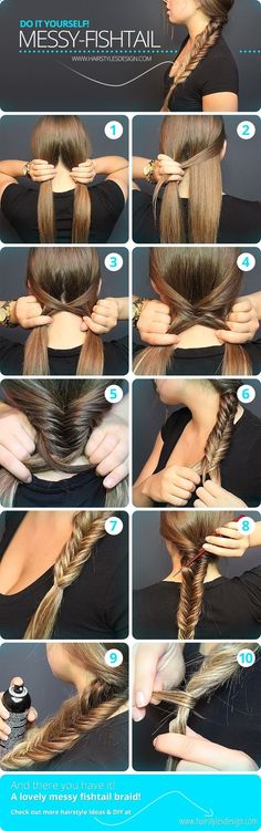 OMG I know how to do a fishtail braid now!!! #Beauty #Makeup Everyday Braided Hairstyles, Everyday Braids, Messy Fishtail Braids, Quick Braids, Simple Updo, Balayage Blonde, Hairstyle Trends, Popular Haircuts