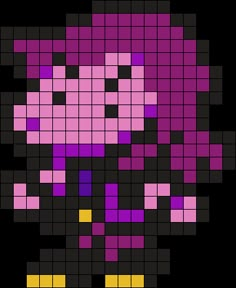 an image of the face of person in purple and yellow pixel art, pixel pixels, pixel