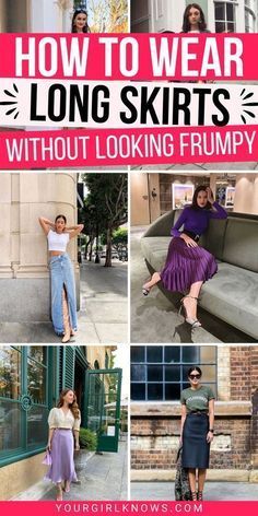 Gen X Outfit Ideas, Long Skirt Travel Outfits, How To Style An A Line Skirt, Long Skirt Outfit For Work, How To Dress A Long Skirt, How To Style A Long Skirt Summer, How To Style Long Skirts Casual, Style Long Pencil Skirt, Straight Long Skirt Outfits