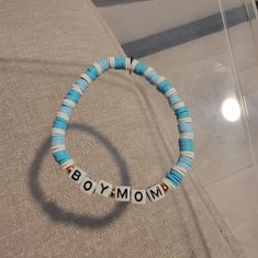 Boy Mom Bracelet ~ Handmade Made With 2 Shades Of Blue And White Great Gift For Moms To Be! Kate Spade Scarf, Timeless Sunglasses, Moms To Be, Mama Bracelet, Bling Belts, Mom Bracelet, Boy Mama, Womens Leather Belt, Moms Bracelet