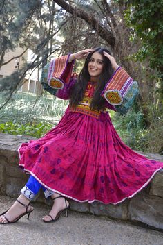 Our exclusive handmade vintage 🌷Elham Dress🌷is now available! Afgani Dress, Beaded Patches, Designer Dresses Elegant, Afghani Clothes, Balochi Dress, Rajputi Dress, Afghan Dress, Afghan Girl, Afghan Fashion