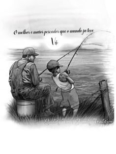 an image of a boy fishing with his father