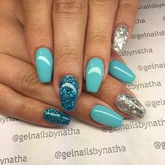 Just Nails, Turquoise Nails, Glitter Gel Nails, Nail Swag, Trendy Nail Design