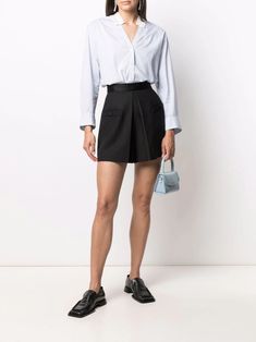 Shop SANDRO Hugo A-line shorts with Express Delivery - FARFETCH Short Pleated Skirt For Office, Elegant Pleated Skort For Workwear, Elegant Black Shorts For Office, Elegant Black Office Shorts, Chic Office Shorts, Elegant High-waisted Office Shorts, Chic Pleated Shorts For Workwear, Classic High Waist Shorts For Business Casual, Chic High Waist Shorts For Office