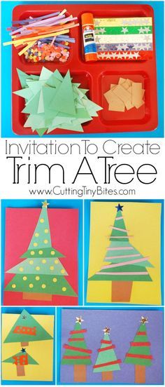 christmas tree craft for kids to make with construction paper and crayon glues