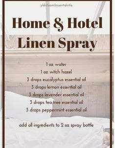 Linen Spray Essential Oils, Essential Oils Young Living, Diy Room Spray, Hotel Linen, Essential Oils Cleaning, Home Smell