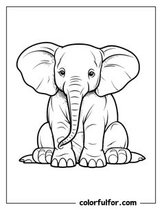 an elephant sitting on the ground coloring page