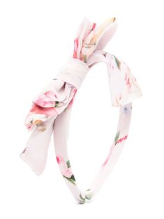 rose pink/multicolour chiffon all-over floral print oversize bow detail pull-on style Spring Satin Bow Hair Accessories, Spring Hair Accessories With Satin Bow, Spring Party Hair Accessories With Decorative Bow, Spring Party Hair Accessories With Satin Bow, Chic Summer Hair Accessories With Matching Headband, Chic Satin Bow For Spring, Cute Satin Bow For Spring, Chic Spring Headband Hair Accessories, Adjustable Bow With Matching Headband For Spring