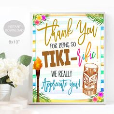 there is a sign that says thank you for being so tiki - chic