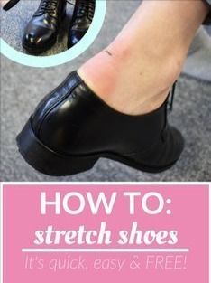 Shoe Stretching Diy, Stretch Shoes Out, How To Stretch Out Shoes, Stretch Out Shoes, Stretching Shoes, Stretch Leather Dress, Stretch Leather Boots