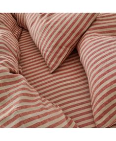 Piglet in Bed Pembroke Stripe Linen Blend Fitted Sheet, King Piglet In Bed, Striped Sheets, Linen Sheets, Deck Chairs, European Linens, Red Stripe, How To Make Bed, Striped Linen, Flat Sheets