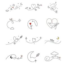 some drawings that are on the side of a white sheet with stars and moon in it