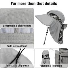- We all know the importance of protecting ourselves from directly strong sunshine. - Even you are very good about putting sunscreen on but for some reason you will always forget your ears and the back of your neck. - I'm sure many gardeners, lifeguards, and fishermen are familiar with that heating effect when working outside under a hot, blazing sun. - So, It is very necessary to use a sun protective hat when you are outside in the summer, or your skin will be burned without it - Our wide brim Gray Hats With Uv Protection For Outdoor, Breathable Gray Hats For The Beach, Gray Summer Hats For Outdoor Activities, Adjustable Gray Fishing Hat, Adjustable Gray Hat For Fishing, Adjustable Gray Hat For Camping, Gray Hats For Outdoor Activities In Summer, Gray Adjustable Hat For Camping, Gray Hats For Summer Outdoor Activities
