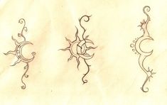 three different designs on a piece of paper with some writing in the middle and bottom