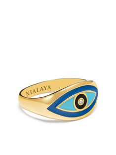 gold-tone blue stainless steel cubic zirconia high-shine finish evil eye motif engraved logo Nialaya Jewelry is pleased to offer free repairs on purchases for one year from purchase date. Affordable Women's Evil Eye Jewelry, Endorsed Brand, Evil Eye Ring Gold, Eye Motif, Evil Eye Ring, Precious Beads, Semi Precious Beads, Stainless Steel Ring, Eye Ring