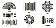 some different types of barcodes are shown in black and white, as well as the