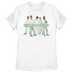 Sing your heart out and rock your body right to the rhythm of the iconic vocal boy group Backstreet Boys with this new officially licensed apparel of the talented Nick, AJ, Kevin, Howie, and Brian! This Women's Backstreet Boys Millennium Album Cover Graphic T-Shirt features a cool graphic of the Backstreet Boys on the cover for their third studio album "Millennium" on the front. Take advantage of these awesome designs because they're everything ya need! White Hip Hop Top With Band Logo, White Short Sleeve Top With Band Logo, Hip Hop Tops With Band Logo For Fans, Hip Hop Tops With Band Logo For Fan Merchandise, Hip Hop Style Band Logo Tops With Short Sleeves, Backstreet Boys Millennium, Backstreet Boys Shirts, Awesome Designs, Boy Group