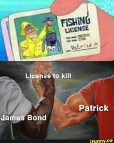 two pictures with the words license to kill james bond and an image of a hand holding a