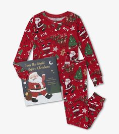 Hatley Twas The Night Before Christmas PJ & Book Set in Red - Estilo Boutique Pajama Gift, Pajama Gift Set, Twas The Night Before Christmas, Printed Pajama, Christmas Pj, Cotton Pajama Pants, Nightgown Sets, Red Bedding, Christmas Pajama Set