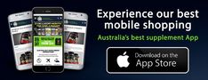 an advertisement for mobile shopping with two phones and the text experience our best mobile shopping australia's best supplement app