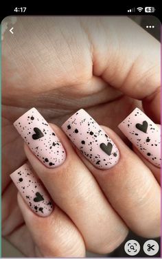 Black And Pink Nails Ideas, Sunflower Nails, Valentine Nail Art, Blush Nails, Luxury Nails, Cute Nail Designs