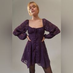 Brand New With Tags Never Worn Purple Fall Dress, Hoco Dresses Purple, Taylor Outfits, Pakistan Fashion, Urban Dresses, Urban Outfitters Dress, Dress Purple, Long Sleeve Mini, Wisteria