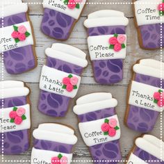 decorated cookies with coffee mugs on them