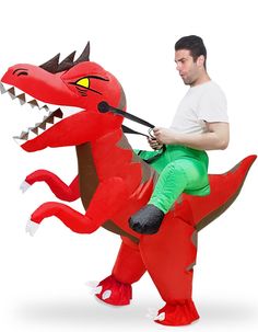 PRICES MAY VARY. [ Halloween Inflatable T-Rex Dinosaur Costume ] Unique design of T-Rex Dinosaur Halloween Inflatable Costume unisex Adult. Suitable for 5.4-6.4 Ft. [ 2 Ways to Inflate ] You can either connect the fan to the battery box (It needs 4AA batteries, not included), or connect to a power bank. Fully inflates within 1 minute and stays that way all night. [ Materials ] The Halloween costume is made of soft polyester materials, durable and lightweight, breathable and comfortable, easy to Blow Up Halloween Costumes, Adult Dinosaur Costume, Inflatable Dinosaur Costume, Inflatable Dinosaur, Costume Unique, Halloween Dinosaur, Dinosaur Halloween, Inflatable Costumes, Dinosaur Costume