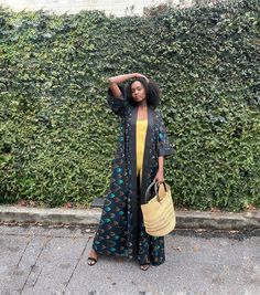 Let this blue African inspired kimono robe take you from lounging in luxury, to vacation vibes, and even a night in the town. This African Print Duster is one of our most unique garments. It features stripes, oversized 3/4 sleeves, contrast trim, side pockets and a traditional African Kimono silhouette. The African Jacket has a loose fit that makes it so comfortable and free. Whether you like your Ankara Kimono long or not so long, we've got you covered with two different lengths. Length: 60inches. Recommended for height 5'9 and taller). 52 inches Recommended for height 5'9 and shorter) Sizing:  One Size Regular Fits Small, Medium, Large. One Size Plus fits XL, 2XL, 3XL Model is 5'9 and wearing One Size Regular in the full length.  Ethically Made in our Studio in Nigeria.  100% Cotton Anka African Jacket, Blue African Print, African Kimono, African Print Kimono, Ankara Kimono, Dress Ankara, Luxurious Dresses, Ankara Fashion, Vacation Vibes