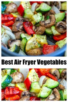 two pictures showing different types of vegetables and the same type of food that is cooked