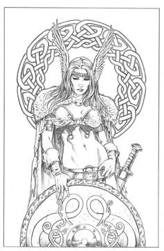 Mitch Foust, Valkyrie Tattoo, Norse Tattoo, Heroic Fantasy, Shield Maiden, White Drawing, Desenho Tattoo