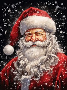 Festive Santa Magic - Paint by numbers Santa Klaus, Santa Paintings, Santa Pictures, Disney Vintage, Santa Claus Is Coming To Town, Christmas Scenes, Noel Christmas, Vintage Christmas Cards, Christmas Paintings