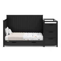 a small bed with drawers underneath it