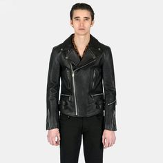 Free U.S. shipping and returns. View SHIPPING TIMES. The Defector leather jacket combines old school style with stand-out features, notably a forearm zipper, polished nickel ball pull zippers, side straps, and a curved hem. The body features quilted lining and the sleeves are non-quilted. Fitted, premium leather relaxes and conforms to your shape and breaks in perfectly.  Sizing questions? Click the Sizing tab below.;  Removable STH engraved metal church key hangs from inside pocket.;  Slim fit. Luxury Leather Jacket With Zipper For Streetwear, Luxury Biker Jacket With Zipper For Streetwear, Designer Biker Jacket With Zipper Closure For Streetwear, Designer Biker Jacket With Zipper For Streetwear, Designer Long Sleeve Leather Jacket For Biker Events, Leather Jacket With Zip Cuffs For Streetwear, Leather Biker Jacket With Metal Zipper, Punk Leather Jacket With Zipper Closure, Punk Leather Biker Jacket With Zipper