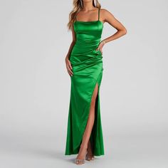 This Dress Is Such A Pretty Color And So Comfortable. Nothing Wrong With It And All Tags Attached, Just Didn’t Return It In The Time Slot. Green Ruched Maxi Dress For Prom, Green Ruched Spaghetti Strap Maxi Dress, Green Ruched Maxi Dress With Spaghetti Straps, Green Ruched Dress With Spaghetti Straps, Green Ruched Spaghetti Strap Dress, Green Ruched Satin Maxi Dress, Dresses Windsor, Formal Long Dress, Homecoming Outfits