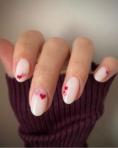 Heart Nail Designs, Romantic Nails, Heart Nail, Heart Nail Art, Manicure Nails, Short Acrylic Nails Designs, Nail Varnish